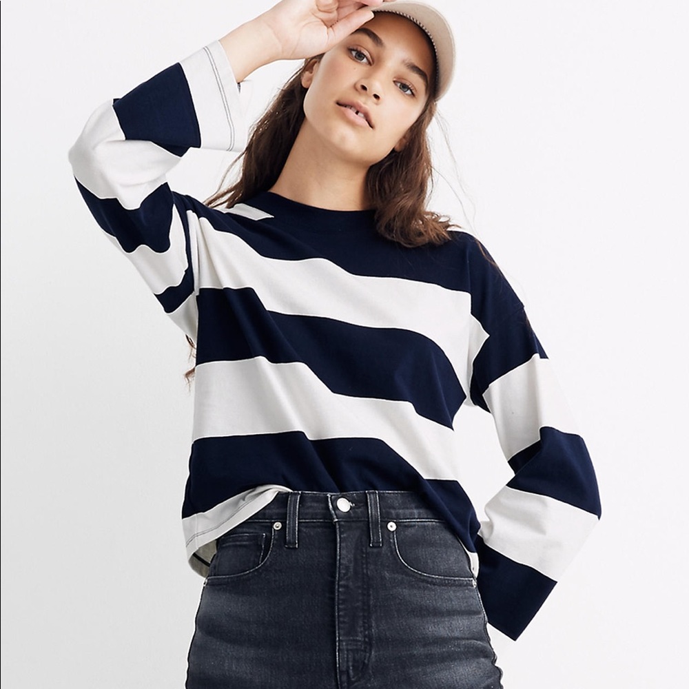 Madewell Easy Crop long sleeve tee in rugby stripe